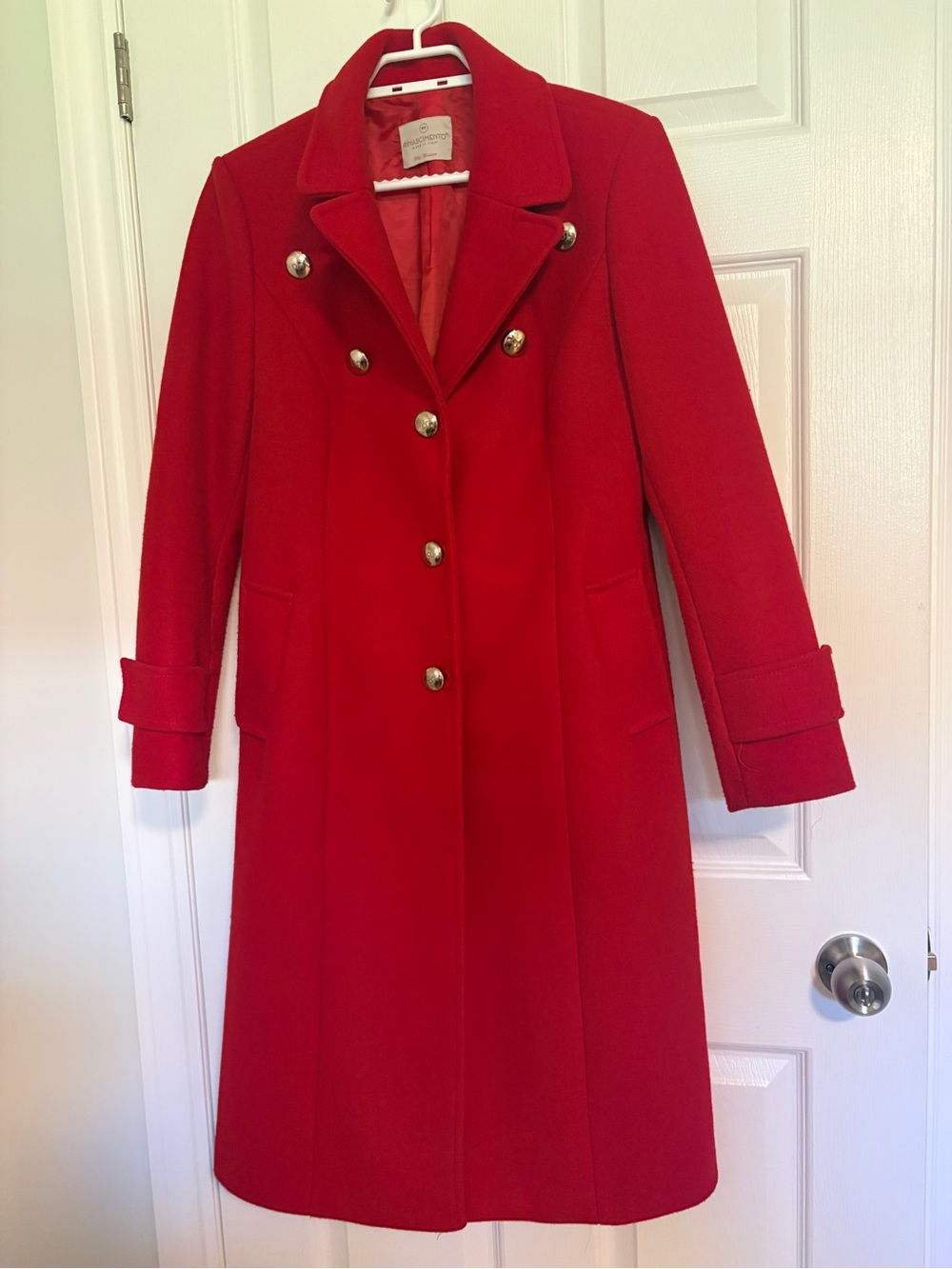 Rinascimento Classic Red Wool Double-Breasted Coat - - Picture 2 of 9
